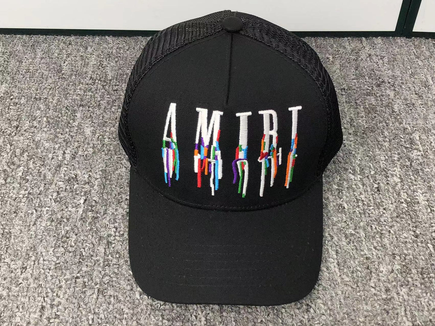 AMIRI DRIP LOGO TRUCKER HAT BLACK - Sin Sity Reps