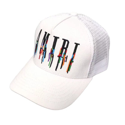 AMIRI DRIP LOGO TRUCKER HAT WHITE - Sin Sity Reps