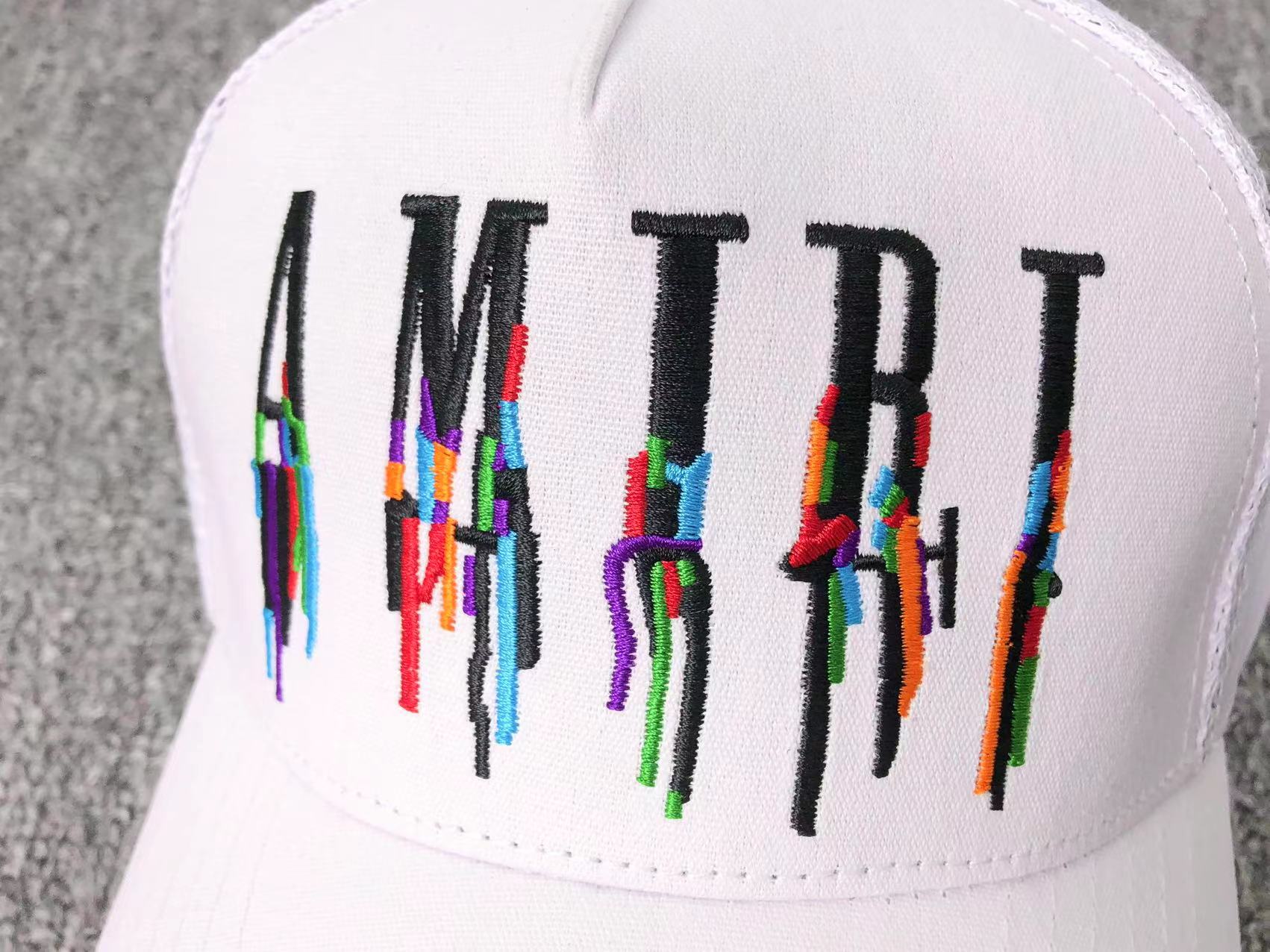 AMIRI DRIP LOGO TRUCKER HAT WHITE - Sin Sity Reps