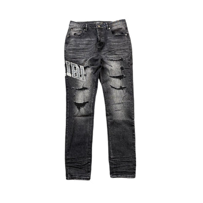 AMIRI VARSITY LOGO REPAIR JEANS - Sin Sity Reps