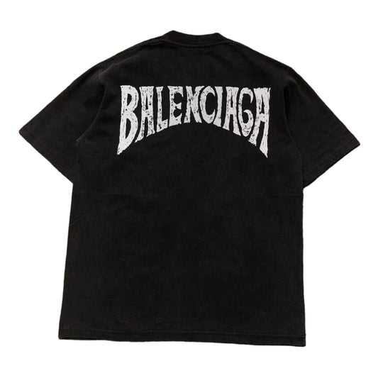 BALENCIAGA CURVED LOGO T - SHIRT BLACK - Sin Sity Reps