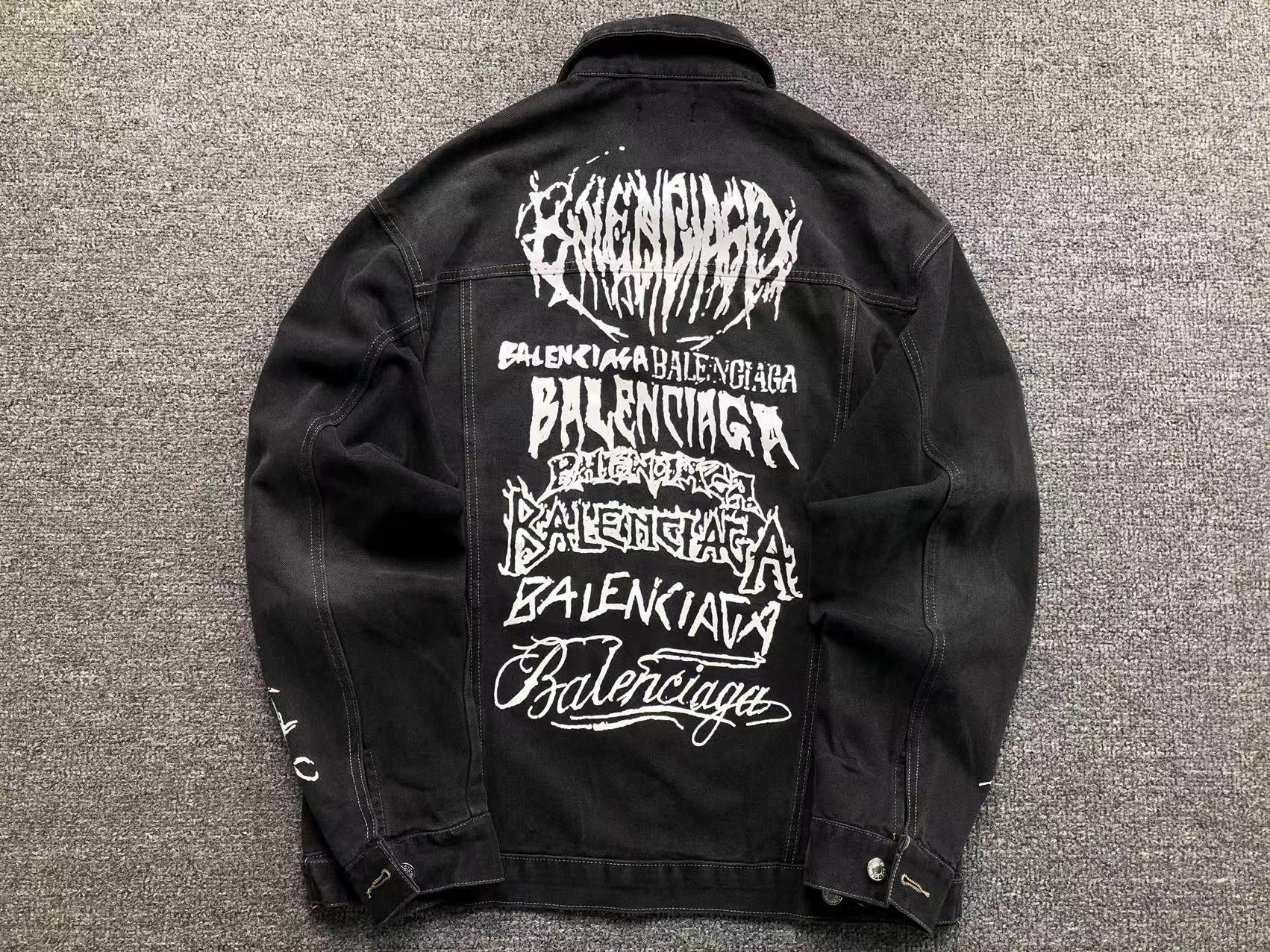 BALENCIAGA LOGO PRINT DENIM JACKET BLACK - Sin Sity Reps