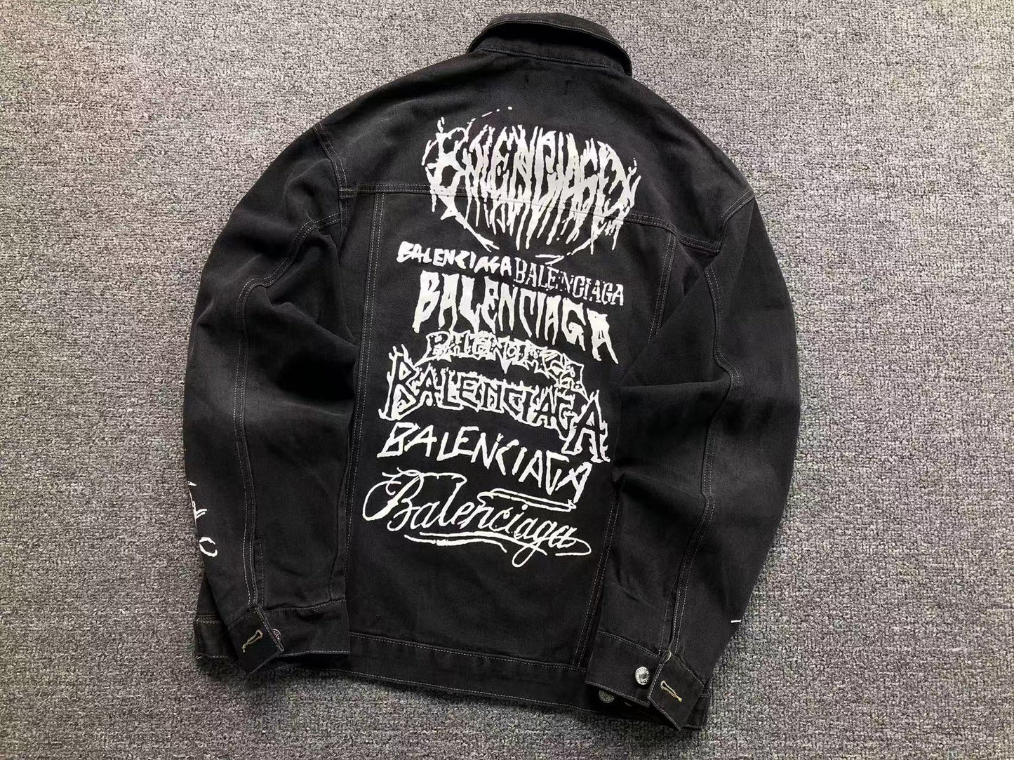 BALENCIAGA LOGO PRINT DENIM JACKET BLACK - Sin Sity Reps