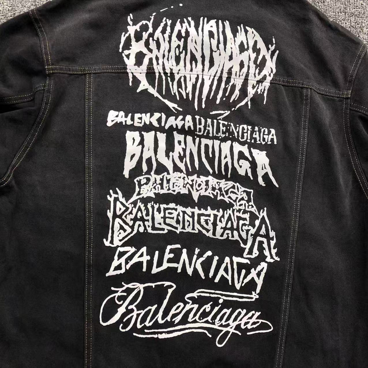 BALENCIAGA LOGO PRINT DENIM JACKET BLACK - Sin Sity Reps