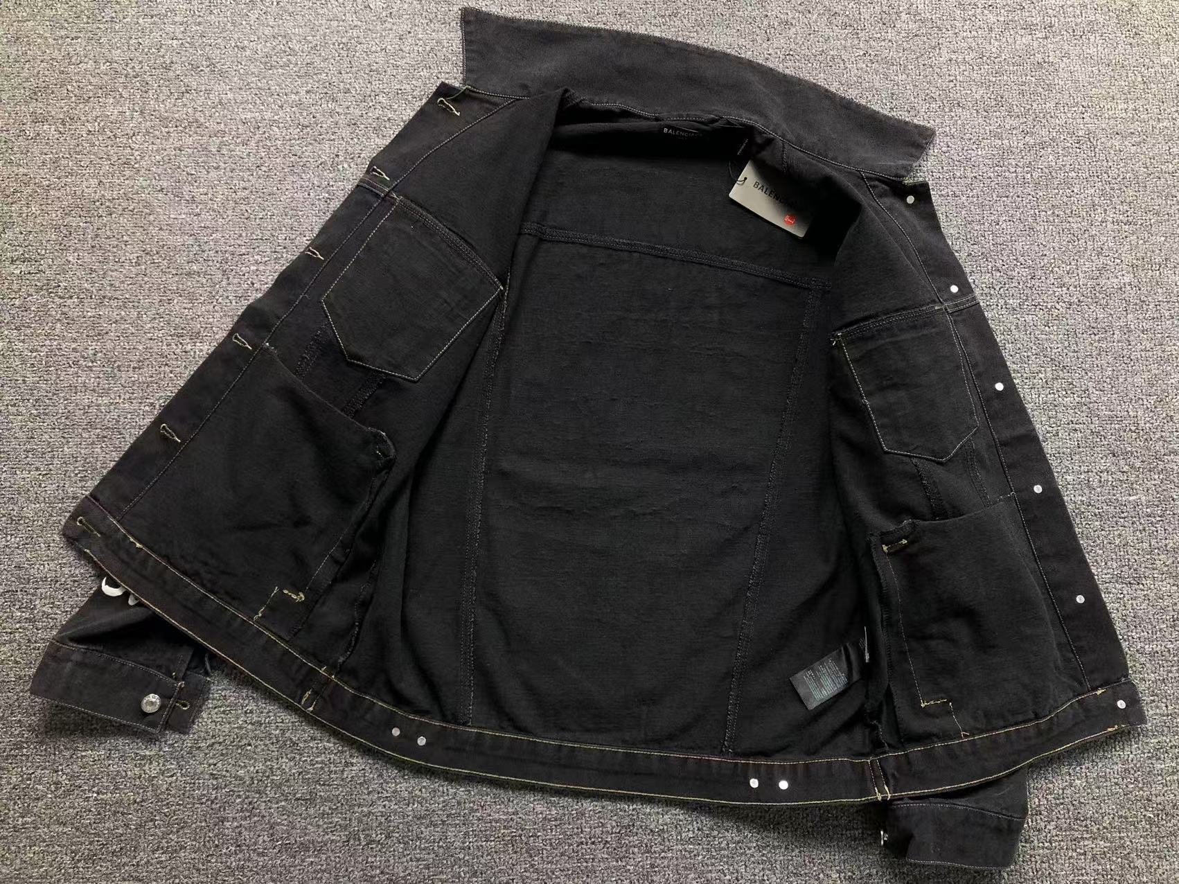 BALENCIAGA LOGO PRINT DENIM JACKET BLACK - Sin Sity Reps