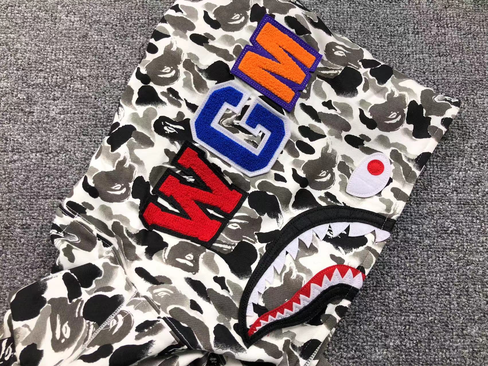 BAPE ABC CAMO SHARK FULL ZIP HOODIE GREY - Sin Sity Reps