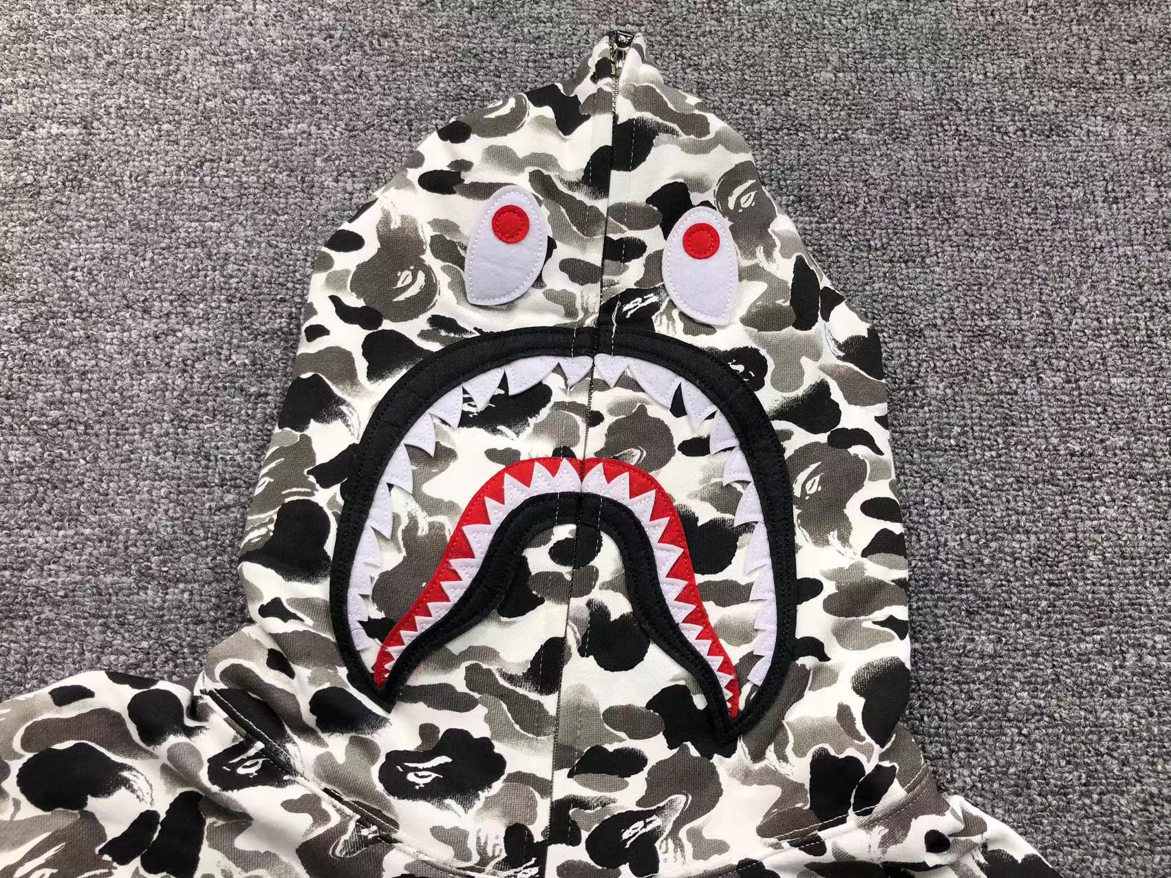 BAPE ABC CAMO SHARK FULL ZIP HOODIE GREY - Sin Sity Reps