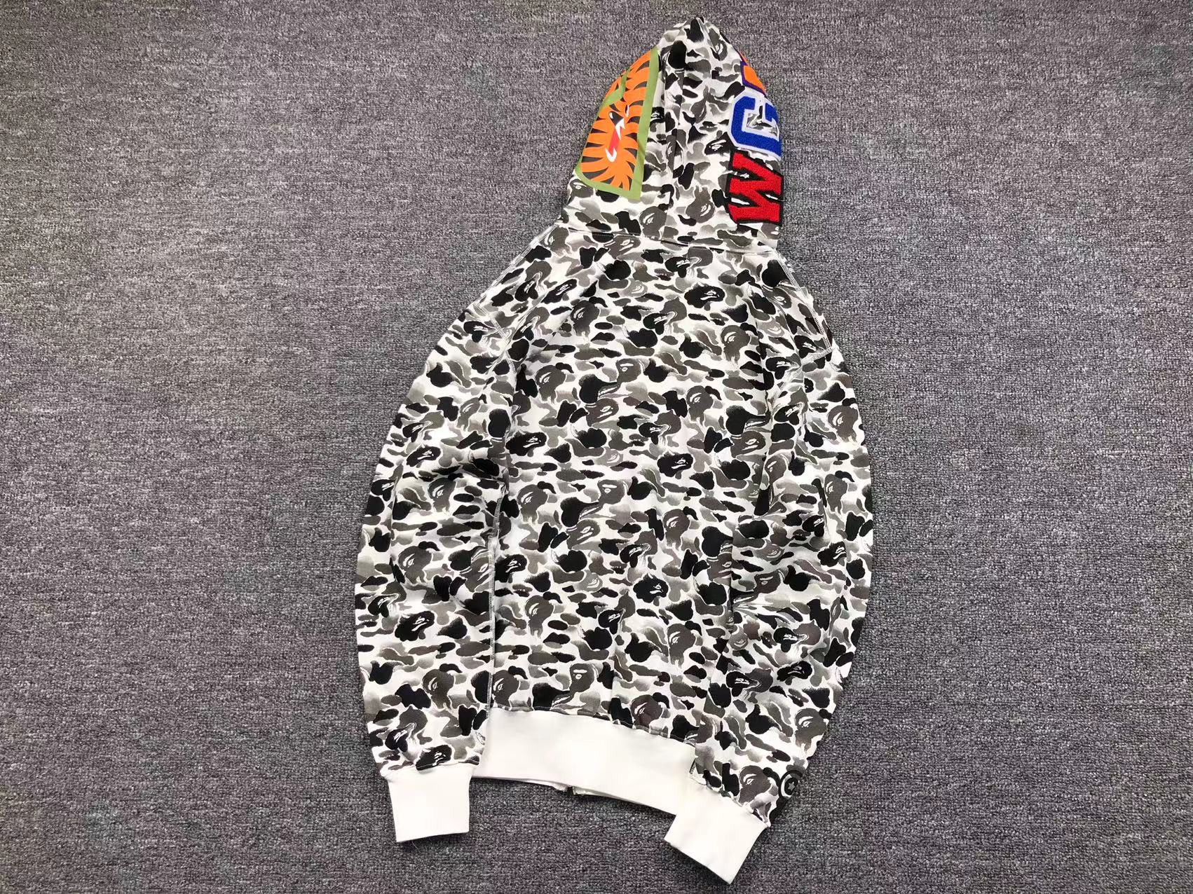 BAPE ABC CAMO SHARK FULL ZIP HOODIE GREY - Sin Sity Reps