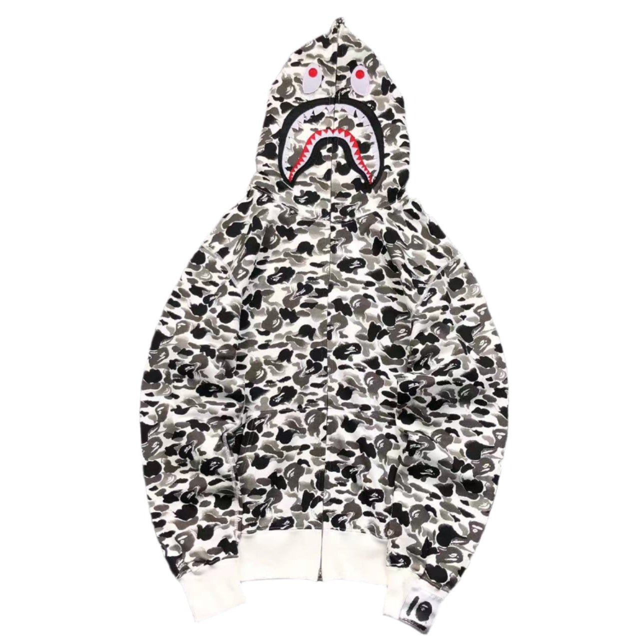 BAPE ABC CAMO SHARK FULL ZIP HOODIE GREY - Sin Sity Reps