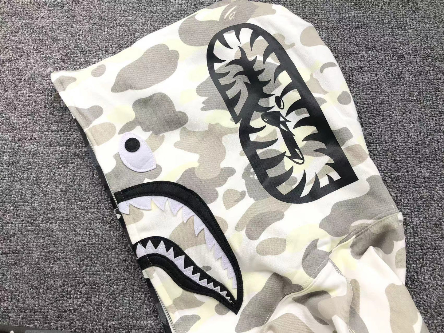 BAPE CITY CAMO HALF SHARK FULL ZIP HOODIE WHITE/BLACK - Sin Sity Reps