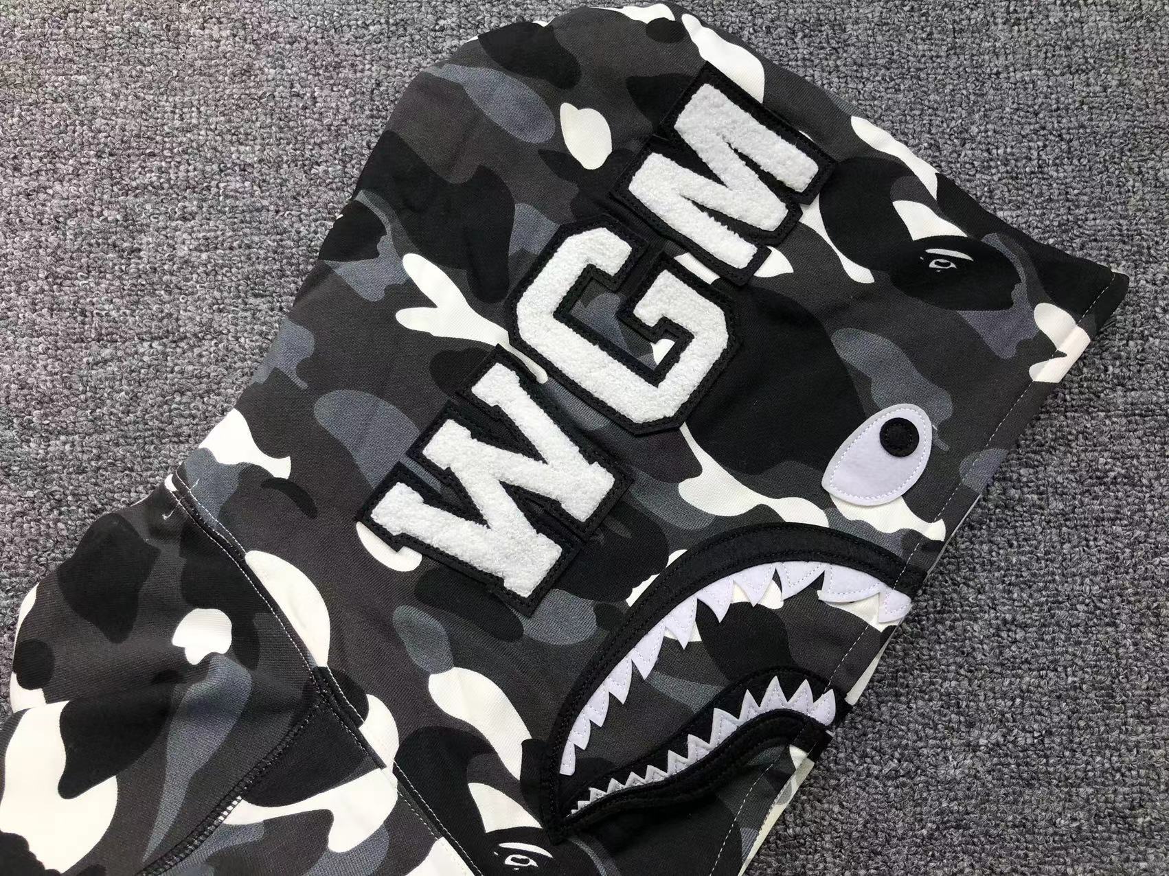 BAPE CITY CAMO HALF SHARK FULL ZIP HOODIE WHITE/BLACK - Sin Sity Reps