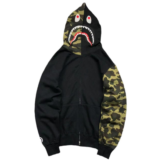 BAPE GREEN CAMO FULL ZIP HOODIE BLACK - Sin Sity Reps