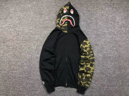 BAPE GREEN CAMO FULL ZIP HOODIE BLACK - Sin Sity Reps