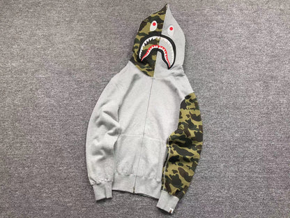 BAPE GREEN CAMO FULL ZIP HOODIE GREY - Sin Sity Reps