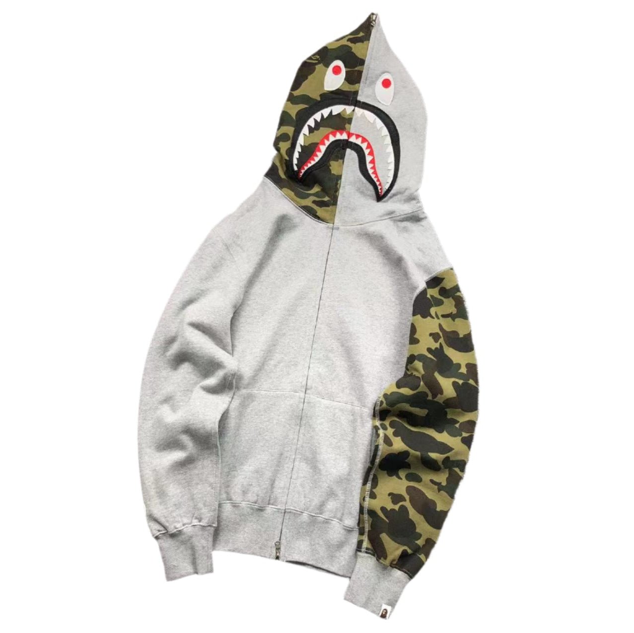 BAPE GREEN CAMO FULL ZIP HOODIE GREY - Sin Sity Reps