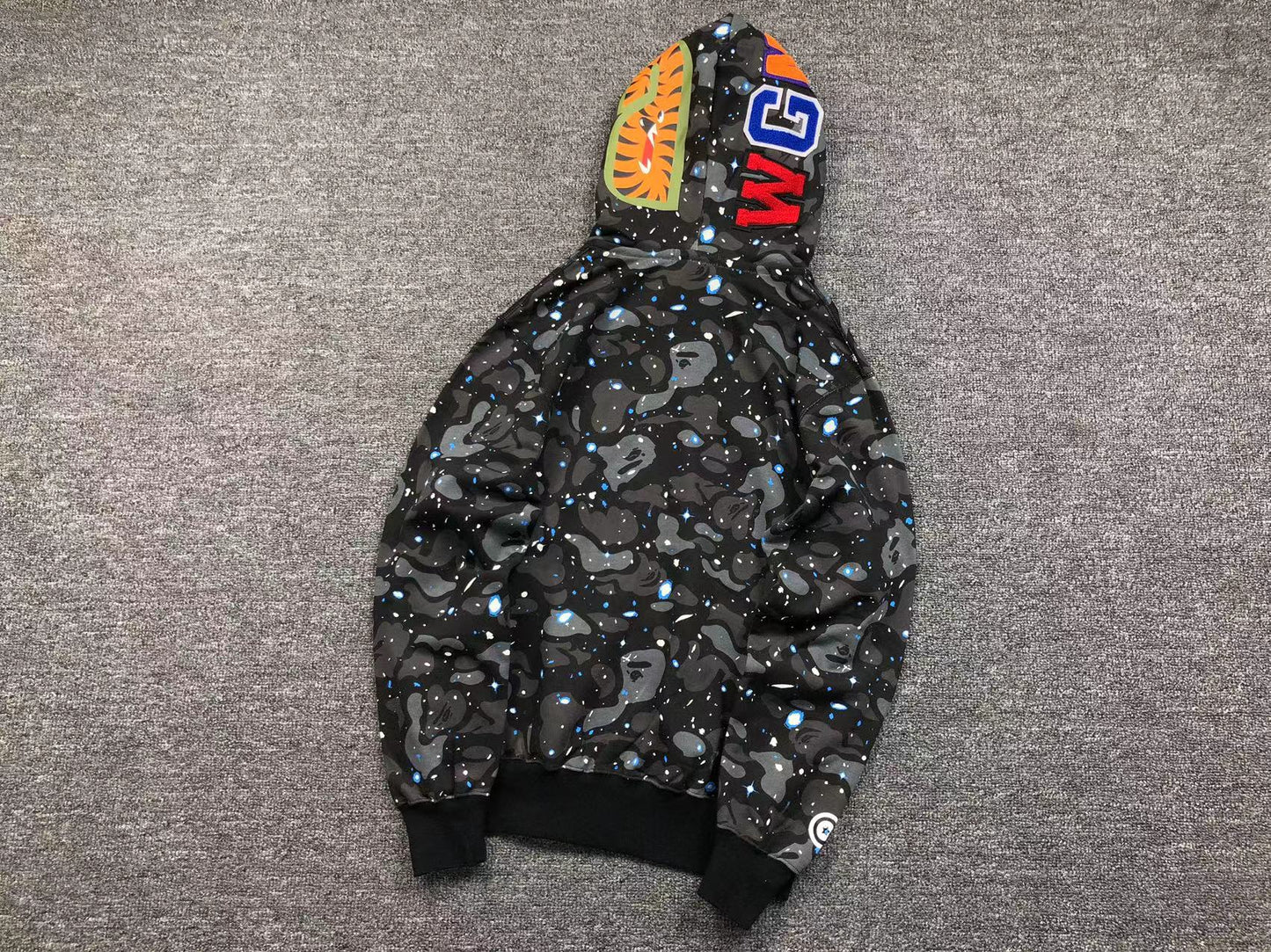 BAPE SPACE CAMO DOUBLE SHARK FULL ZIP HOODIE BLACK - Sin Sity Reps