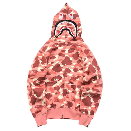 BAPE x BARBIE DOT CAMO SHARK FULL ZIP HOODIE PINK - Sin Sity Reps