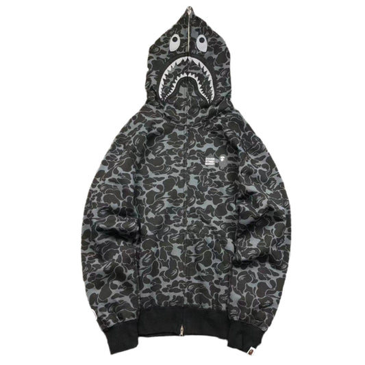 BAPE x DOVER STREET MARKET SPECIAL CAMO SHARK FULL ZIP HOODIE BLACK - Sin Sity Reps