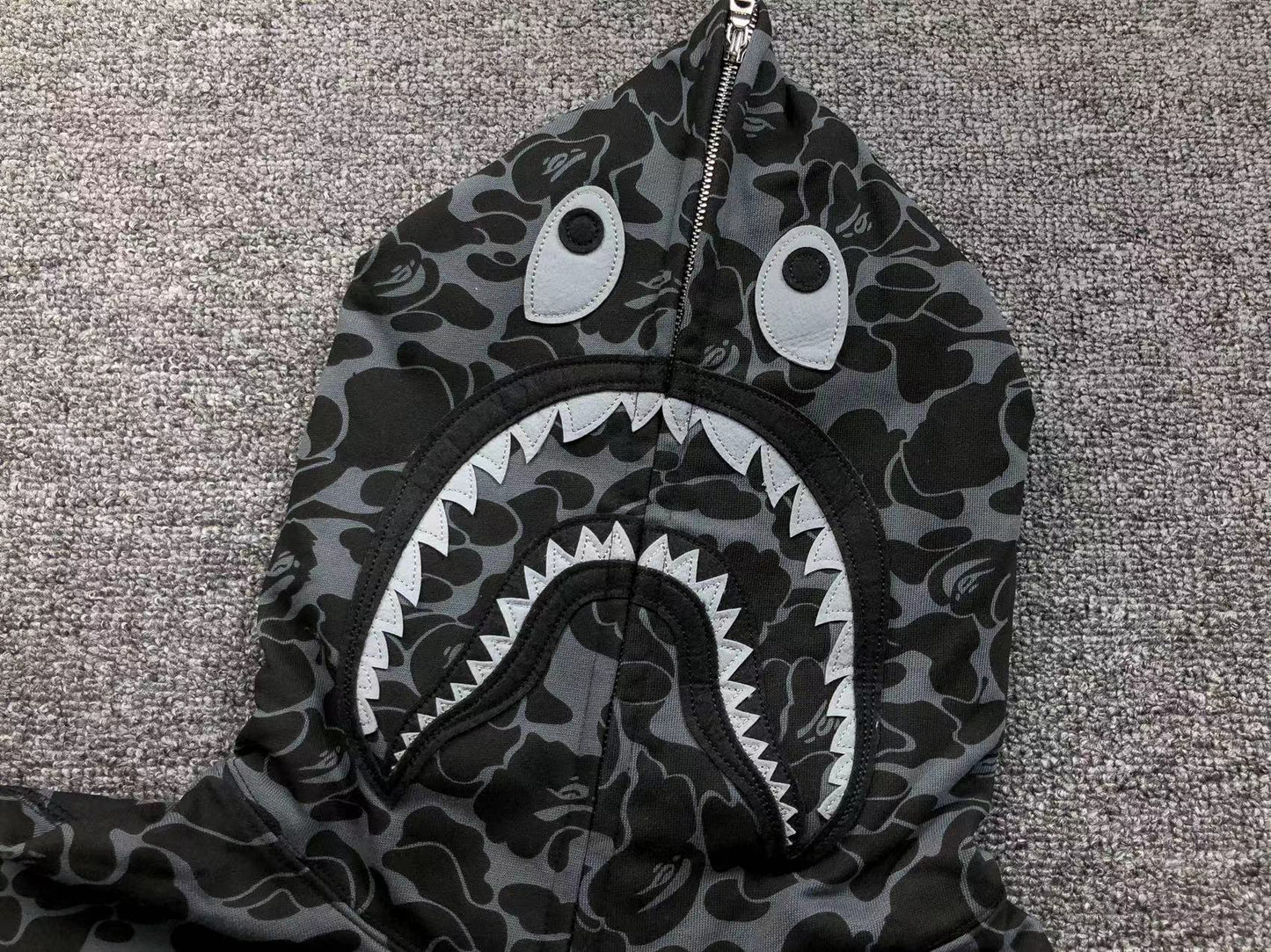 BAPE x DOVER STREET MARKET SPECIAL CAMO SHARK FULL ZIP HOODIE BLACK - Sin Sity Reps