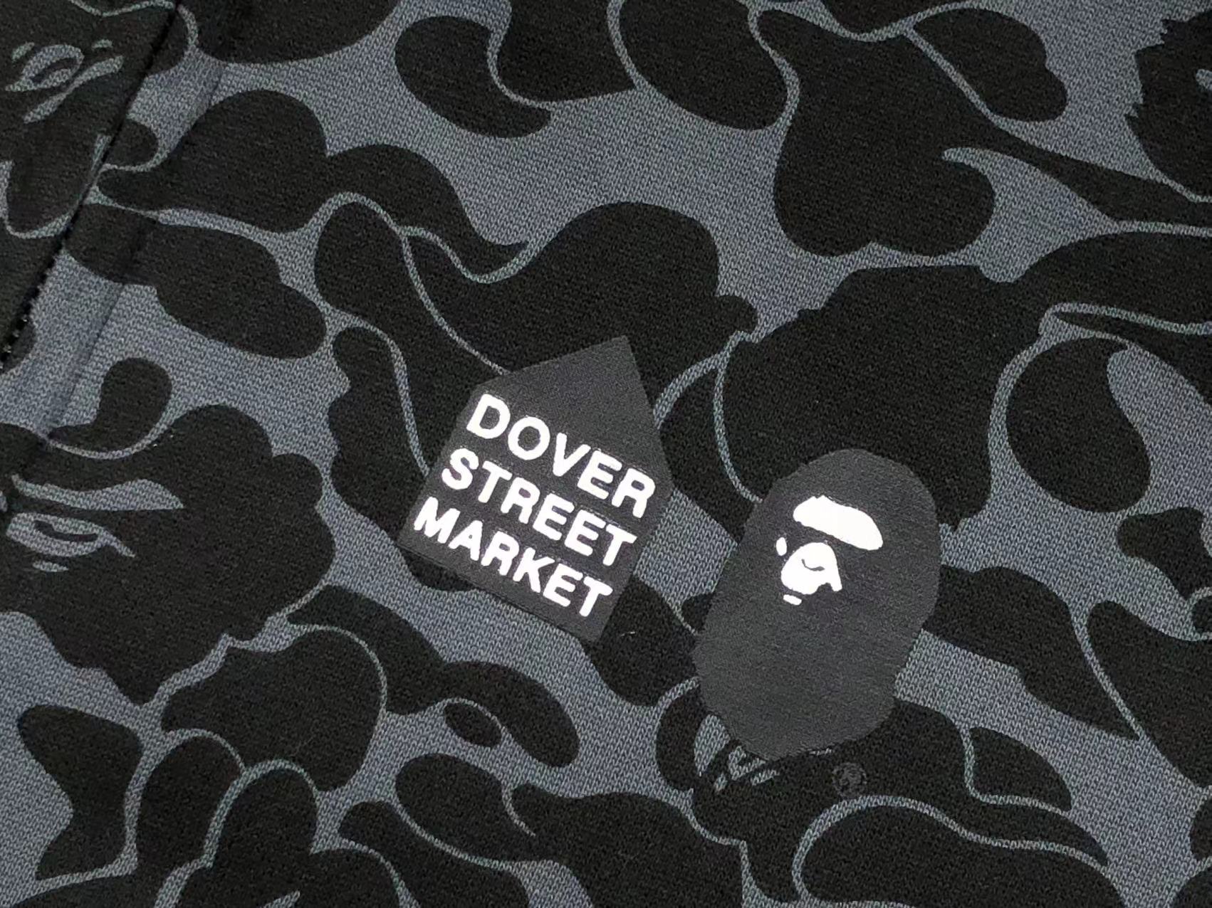 BAPE x DOVER STREET MARKET SPECIAL CAMO SHARK FULL ZIP HOODIE BLACK - Sin Sity Reps