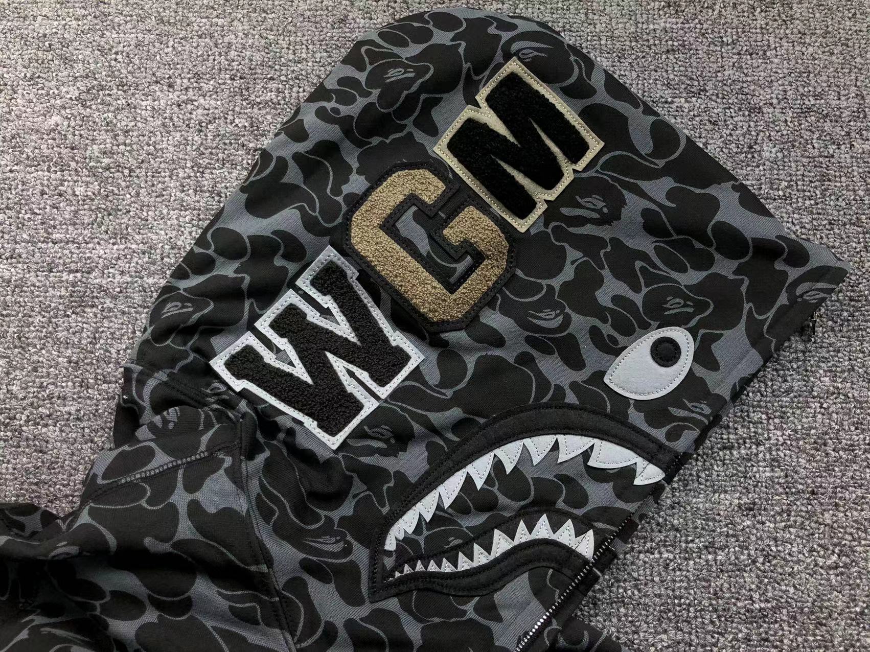 BAPE x DOVER STREET MARKET SPECIAL CAMO SHARK FULL ZIP HOODIE BLACK - Sin Sity Reps