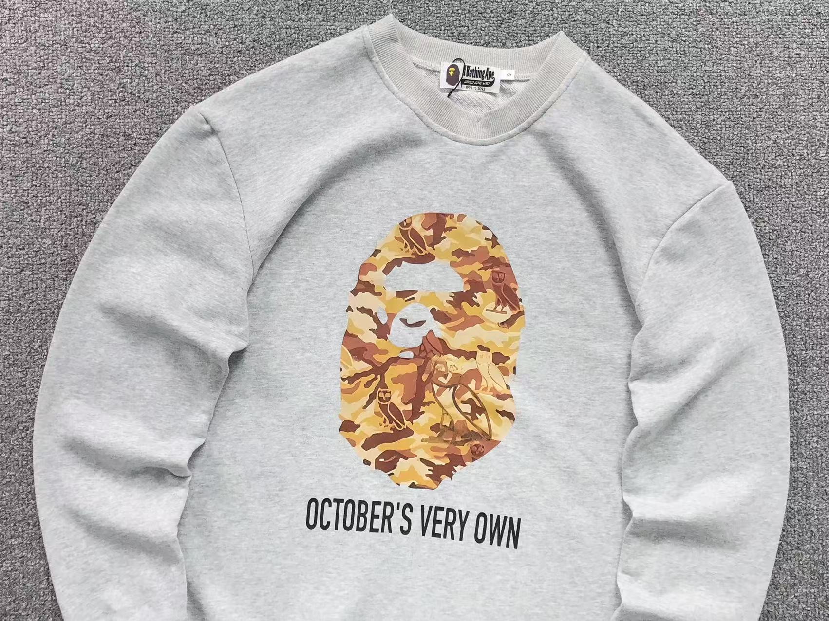 BAPE x OVO WOODLAND CAMO APE HEAD SWEATSHIRT GREY - Sin Sity Reps