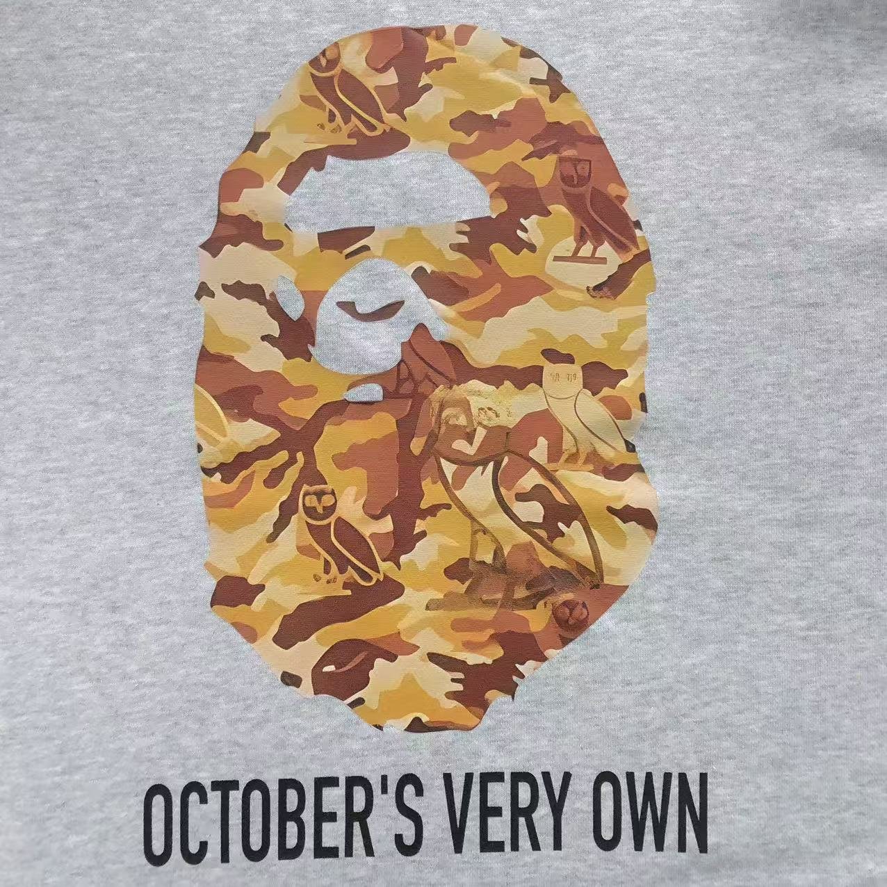 BAPE x OVO WOODLAND CAMO APE HEAD SWEATSHIRT GREY - Sin Sity Reps