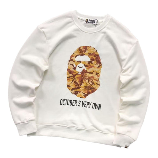 BAPE x OVO WOODLAND CAMO APE HEAD SWEATSHIRT WHITE - Sin Sity Reps