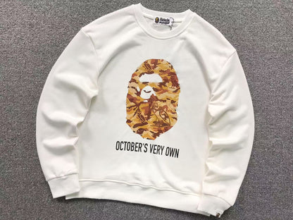 BAPE x OVO WOODLAND CAMO APE HEAD SWEATSHIRT WHITE - Sin Sity Reps