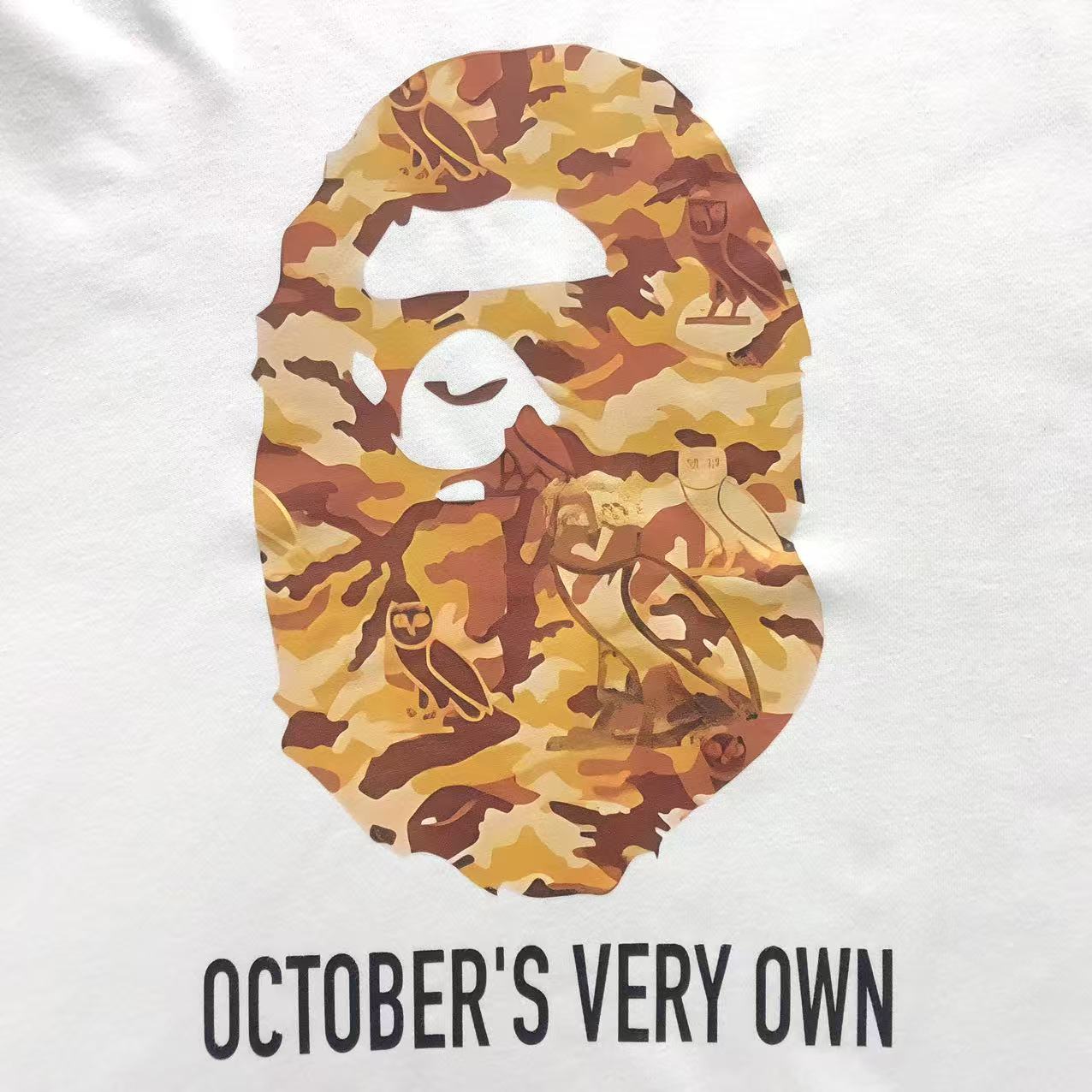 BAPE x OVO WOODLAND CAMO APE HEAD SWEATSHIRT WHITE - Sin Sity Reps