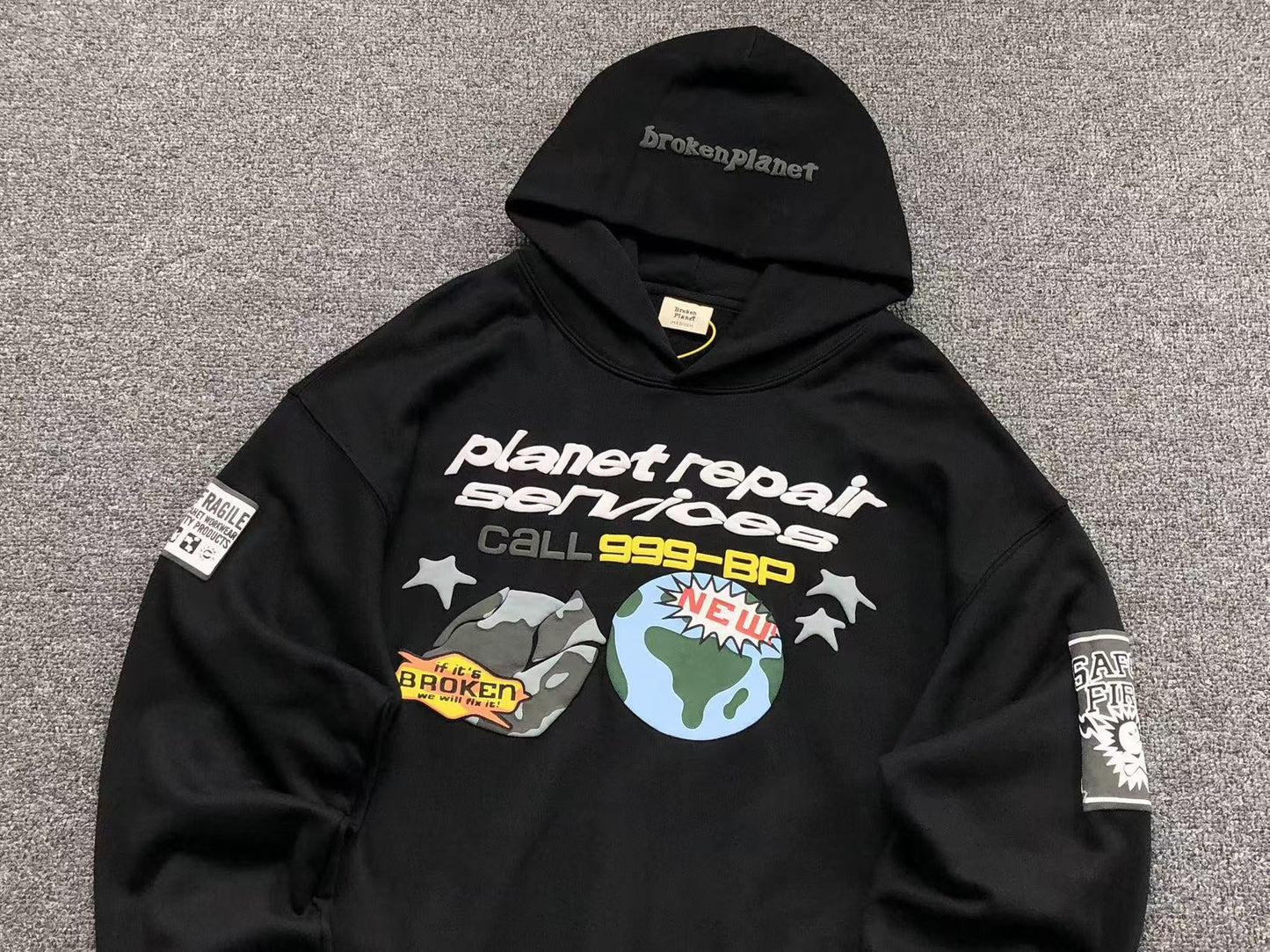 BROKEN PLANET PLANET REPAIR SERVICES HOODIE BLACK - Sin Sity Reps