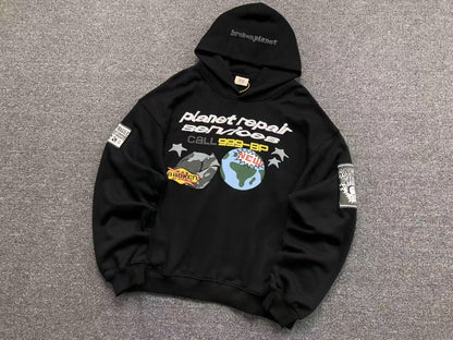 BROKEN PLANET PLANET REPAIR SERVICES HOODIE BLACK - Sin Sity Reps