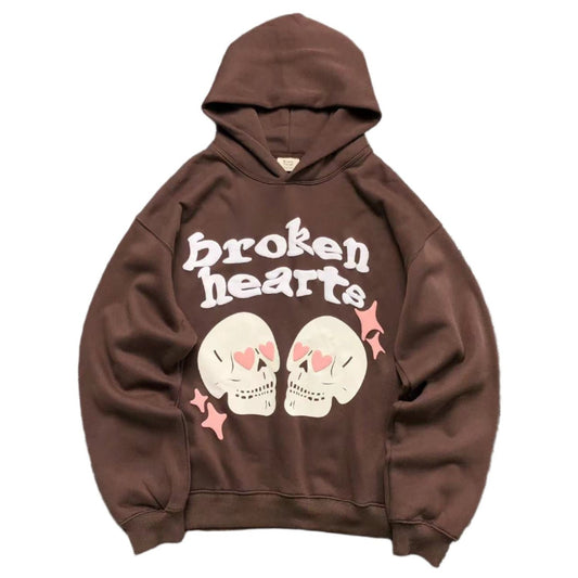 BROKEN PLANET SKULLS HOODIE BROWN - Sin Sity Reps