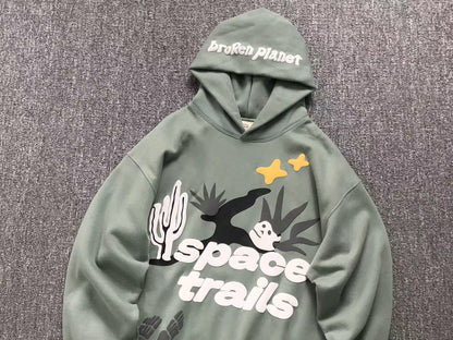 BROKEN PLANET SPACE TRAILS HOODIE OLIVE - Sin Sity Reps