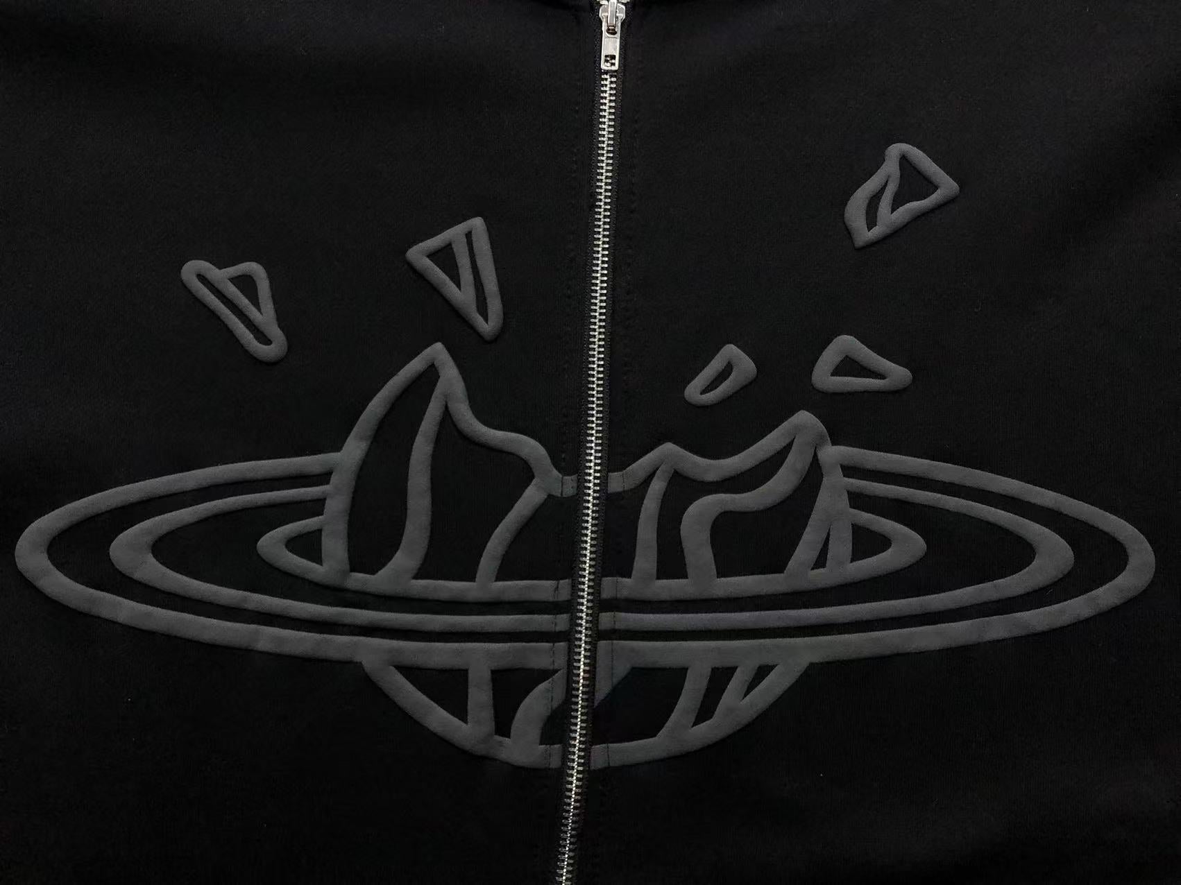 BROKEN PLANET ZIP UP HOODIE BLACK - Sin Sity Reps