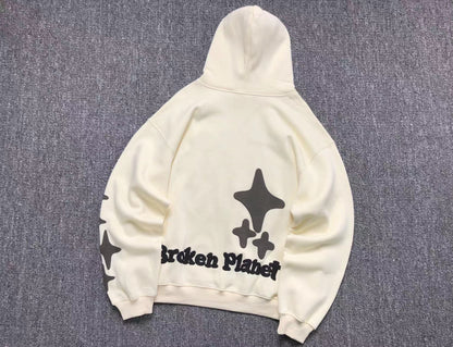 BROKEN PLANETS ALONE BUT NOT LONELY HOODIE BONE - Sin Sity Reps