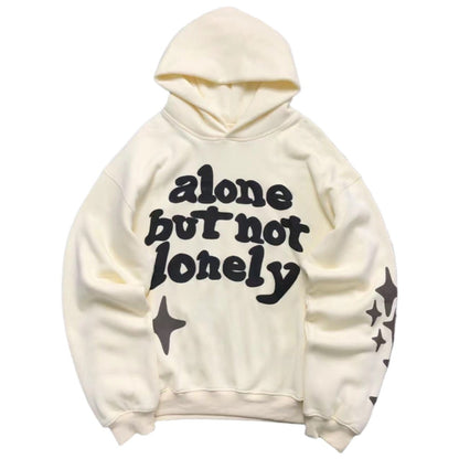 BROKEN PLANETS ALONE BUT NOT LONELY HOODIE BONE - Sin Sity Reps