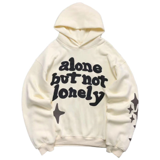 BROKEN PLANETS ALONE BUT NOT LONELY HOODIE BONE - Sin Sity Reps