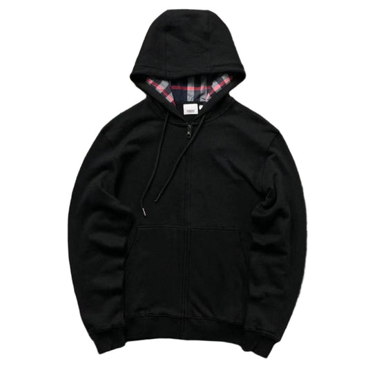 BURBERRY CHECK HOOD FULL ZIP HOODIE BLACK - Sin Sity Reps