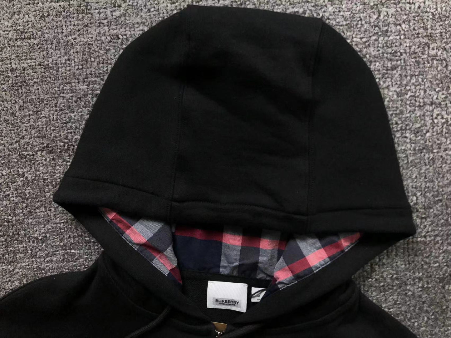 BURBERRY CHECK HOOD FULL ZIP HOODIE BLACK - Sin Sity Reps