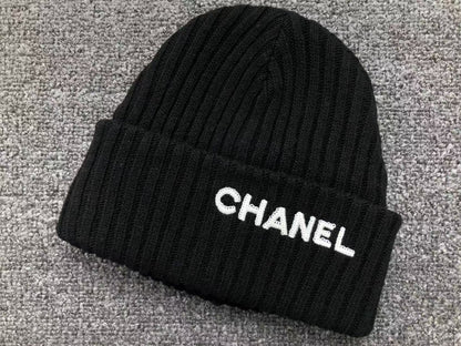 CHANEL CLOCHE WHITE SEQUIN LETTER LOGO BEANIE BLACK - Sin Sity Reps