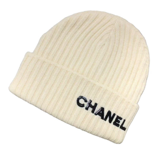 CHANEL CLOCHE WHITE SEQUIN LETTER LOGO BEANIE CREAM - Sin Sity Reps