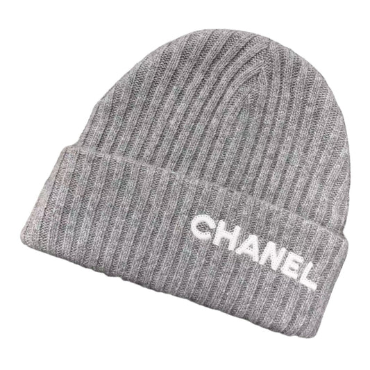 CHANEL CLOCHE WHITE SEQUIN LETTER LOGO BEANIE GREY - Sin Sity Reps