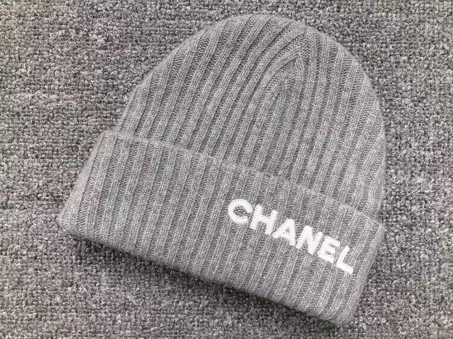 CHANEL CLOCHE WHITE SEQUIN LETTER LOGO BEANIE GREY - Sin Sity Reps