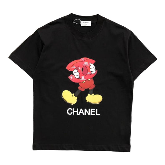 CHANEL MICKEY MOUSE LOGO T - SHIRT BLACK - Sin Sity Reps