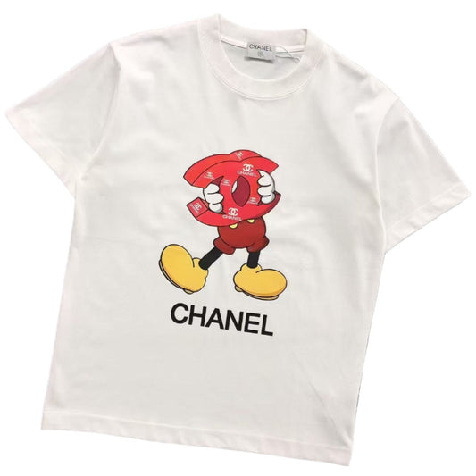 CHANEL MICKEY MOUSE LOGO T - SHIRT WHITE - Sin Sity Reps