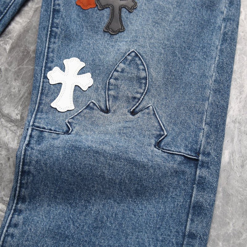 CHROME HEARTS 3 COLOR CROSS BLUE JEANS - Sin Sity Reps