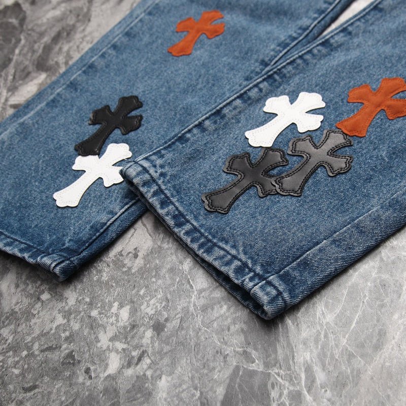 CHROME HEARTS 3 COLOR CROSS BLUE JEANS - Sin Sity Reps