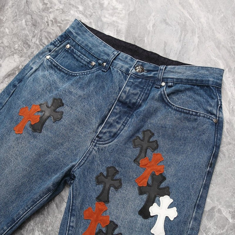 CHROME HEARTS 3 COLOR CROSS BLUE JEANS - Sin Sity Reps