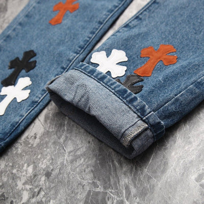 CHROME HEARTS 3 COLOR CROSS BLUE JEANS - Sin Sity Reps